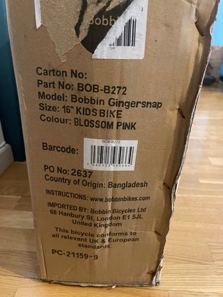 Bicicleta Bobbin Gingersnap 16" Rosa imballata