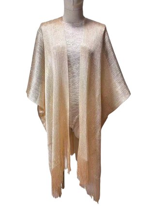 Kimono largo dorado con flecos