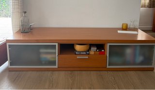 Mueble TV madera y cristal