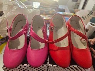 Zapatos Flamenca Niña Talla 30 Rojo y Rosa