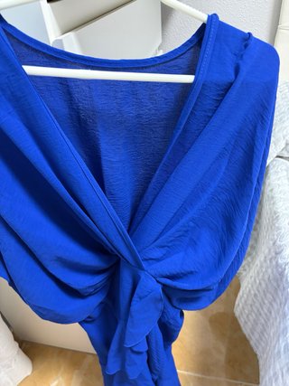 Vestido azul cruzado talla única