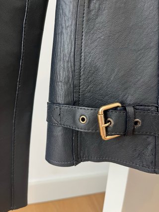 Chaqueta Piel azul Massimo Dutti