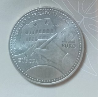 Moneda 12 Euros Plata Tratado de Roma