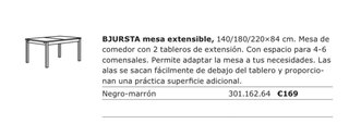 Mesa extensible Bjursta Ikea negra