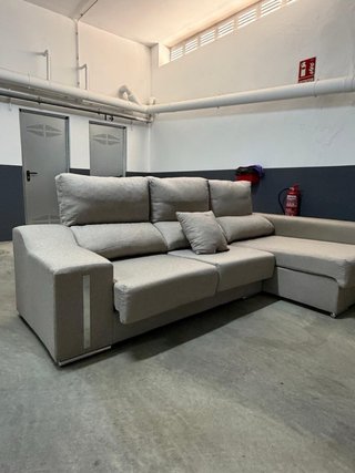 Sofá chaiselongue beige tela