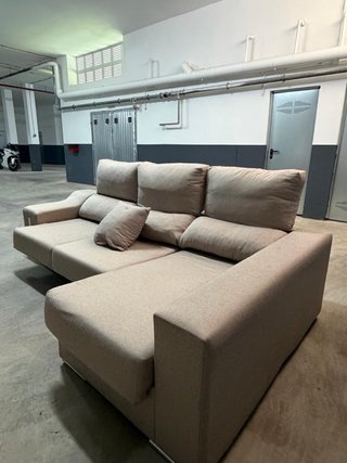 Sofá chaiselongue beige tela