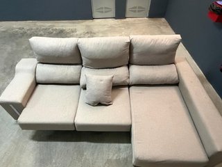 Sofá chaiselongue beige tela