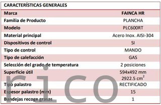 Plancha Gas Acero Rectificado Serie 500 - PLC600RT