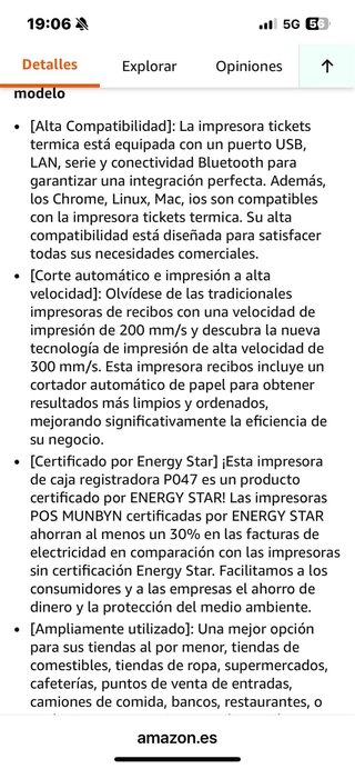 Impresora Tickets Munbyn Bluetooth Negra