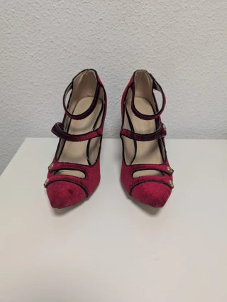 Zapatos Slingback Tacón Joya | 37 | Rojo Carmín