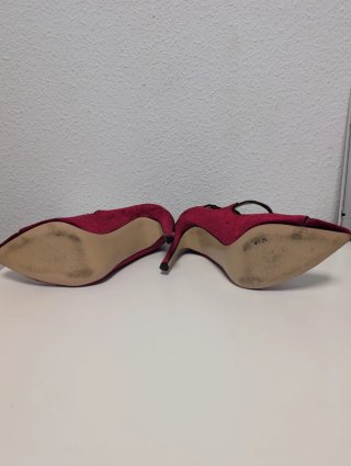 Zapatos Slingback Tacón Joya | 37 | Rojo Carmín