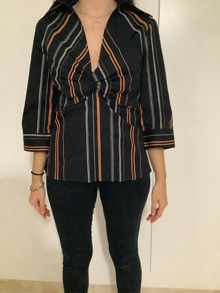 Blusa mujer talla 42 negra de rayas Celop elegante