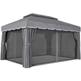 Cenador Jardín 4x3m Pabellón Gazebo Gris