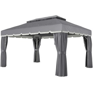 Cenador Jardín 4x3m Pabellón Gazebo Gris