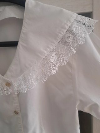 Blusa Vintage Blanca Encaje