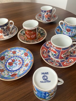 6 Tazas de café de porcelana con platillos
