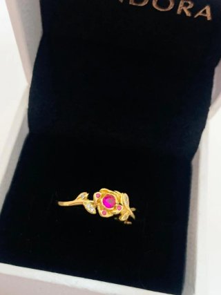 Anillo Pandora Flor Rosa con Circonitas