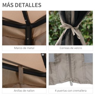 Cenador de Jardín 3x3m Beige y Negro