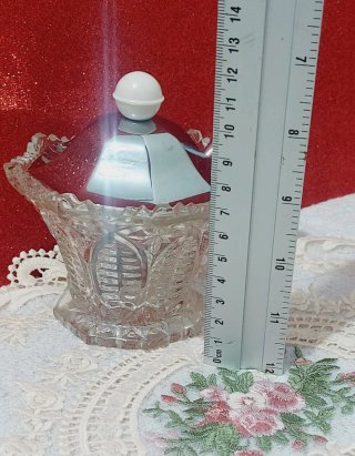 Azucarero Vintage Cristal y Metal