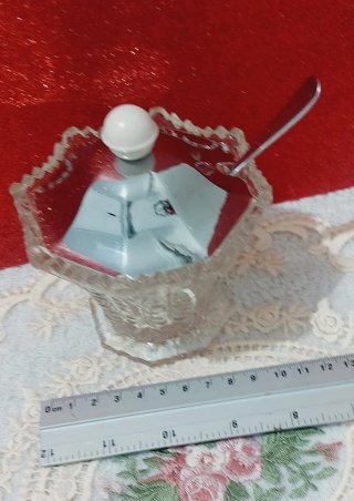 Azucarero Vintage Cristal y Metal