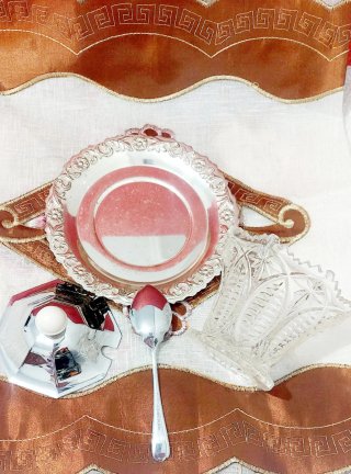 Azucarero Vintage Cristal y Metal