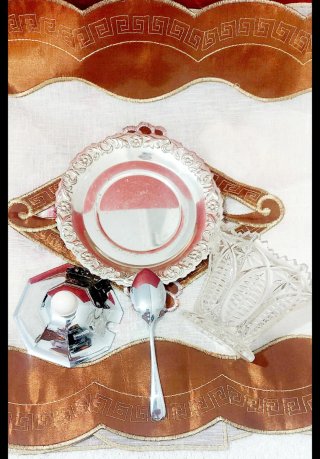Azucarero Vintage Cristal y Metal