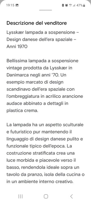 Lampada sospensione Lysskær Design Danese