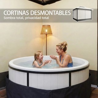 Cenador Carpa Jardín Techo Doble Beige/Gris