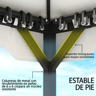 Cenador Carpa Jardín Techo Doble Beige/Gris