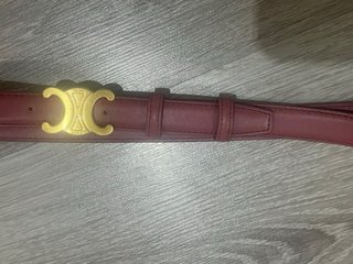 Cinturón Celine Triomphe Cuero Marrón Dorado