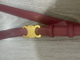 Cinturón Celine Triomphe Cuero Marrón Dorado