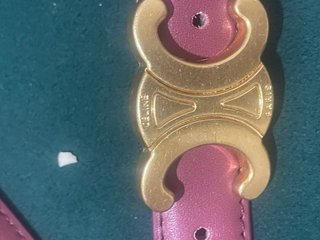 Cinturón Celine Triomphe Cuero Marrón Dorado