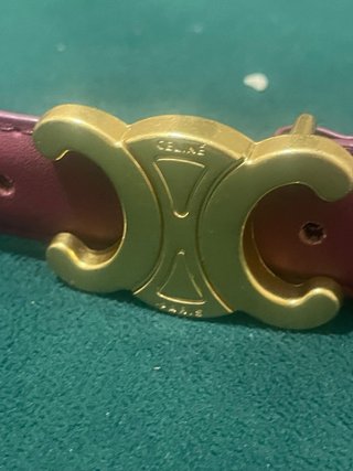 Cinturón Celine Triomphe Cuero Marrón Dorado
