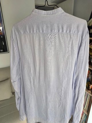 Camisa Zara Hombre Cuello Mao Talla L Slim Celeste