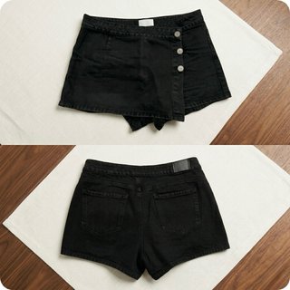 Falda short negro botones