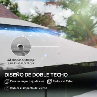 Cenador Jardín 4x3m Doble Techo