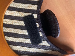 Bolso artesanal vintage rafia asa madera