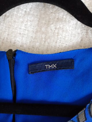 Vestido TMX azul y marrón estampado