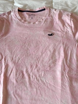 Camiseta Hollister rosa manga corta hombre
