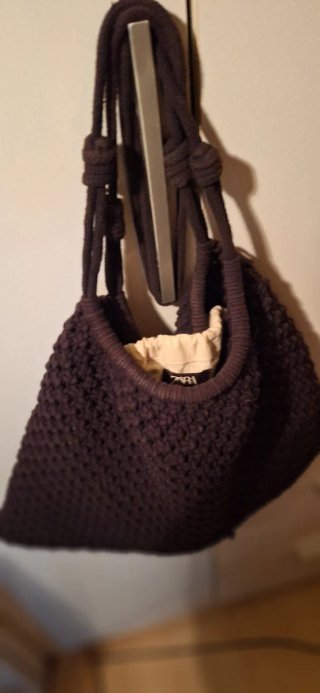 Bolso Zara Macramé Marrón chocolate.