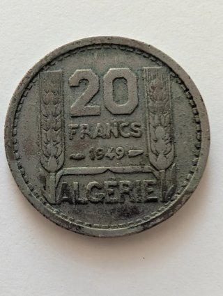 Lote 2 Monedas 20 Francos Argelia 1949