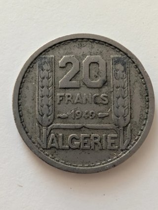 Lote 2 Monedas 20 Francos Argelia 1949
