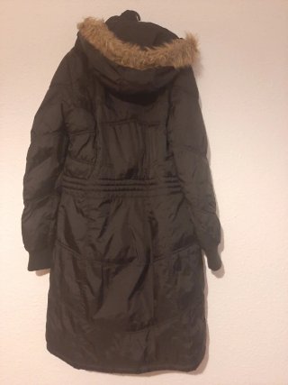 Abrigo negro largo capucha talla L Parka Chaquetón