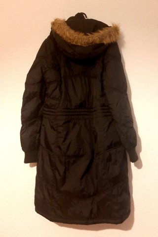Abrigo negro largo capucha talla L Parka Chaquetón