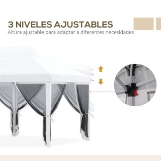 Carpa Gazebo 6x3m Plegable con 6 Paredes