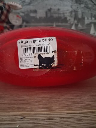 Jarrón de cristal rojo y beige