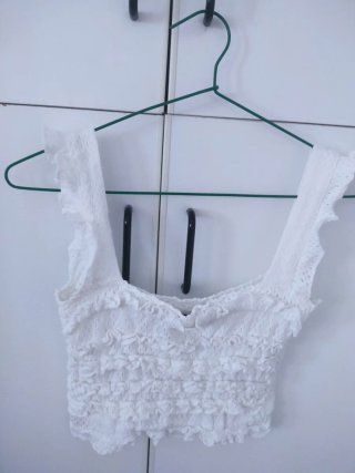Top Zara Blanco Volantes