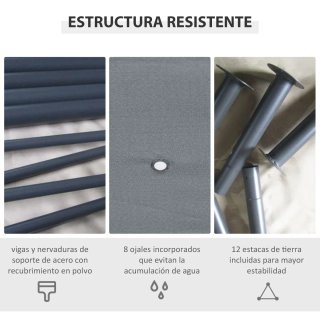 Cenador Jardín 4x3m con 6 Paredes