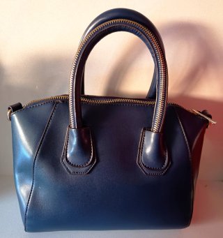 Bolso de mano polipiel azul y dorado