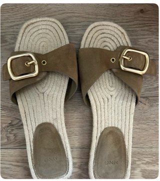 Chanclas Zara Marrón Hebilla Dorada